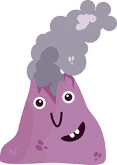 Smoking volcano with a smile, funny picture
