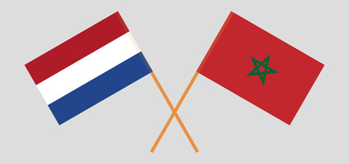 Crossed flags of the Netherlands and Morocco