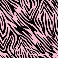 Black and pink zebra stripes background. Zebra background.Vector illustration.