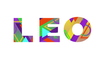 Leo Concept Retro Colorful Word Art Illustration