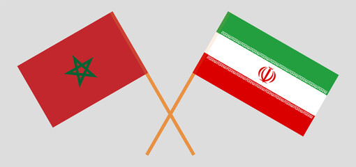 Crossed flags of Morocco and Iran