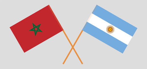Crossed flags of Morocco and Argentina