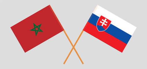 Crossed flags of Slovakia and Morocco