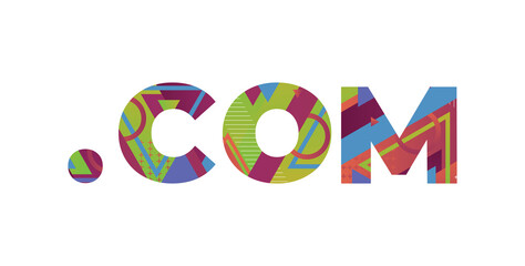 Dot Com Concept Retro Colorful Word Art Illustration
