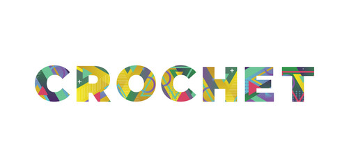 Crochet Concept Retro Colorful Word Art Illustration