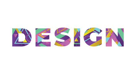 Design Concept Retro Colorful Word Art Illustration