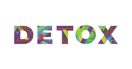 Detox Concept Retro Colorful Word Art Illustration