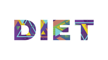 Diet Concept Retro Colorful Word Art Illustration