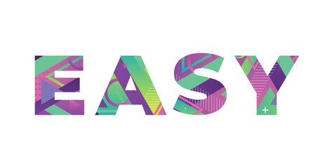 Easy Concept Retro Colorful Word Art Illustration