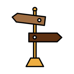 wooden arrows guide label line and fill style icon vector illustration design