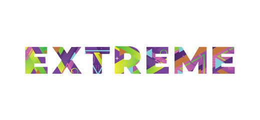 Extreme Concept Retro Colorful Word Art Illustration