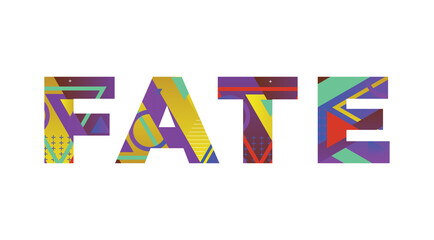 Fate Concept Retro Colorful Word Art Illustration