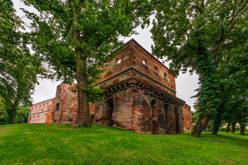 Ruins of the palace in the town of Tworków, Poland.