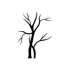 two autumn dry trees with branches silhouettes style vector illustration design