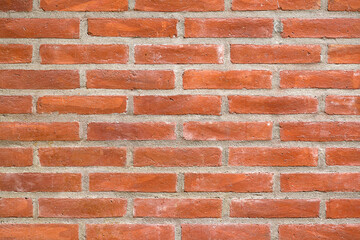 Red brick wall texture. Front flat view.