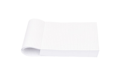 Checkered notebook isolated on white background.  