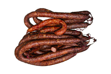 Homemade sausage on a white background