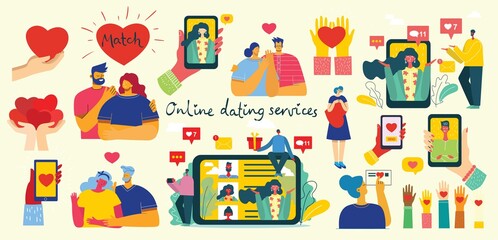 Illustration of a Couple Having an Online Romance