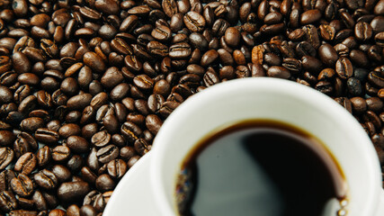 purely Colombian coffee beans in baso and grain