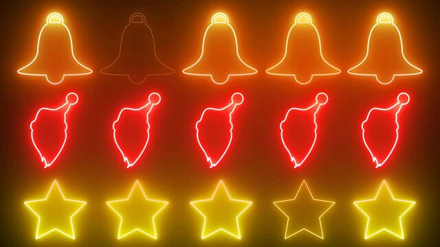 Hai vinto questo Natale, con simboli di campane, Babbo Natale e stelle di luci al neon a intermittenza.