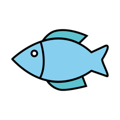 fish animal line and fill style icon vector illustration design