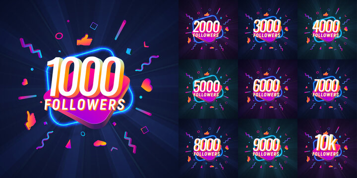 Collection of numbers for followers vector illustration. Set of icons with numbers for Celebrate of followers isolated design elements