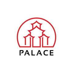 Traditional asian palace architecture logo design inspiration template