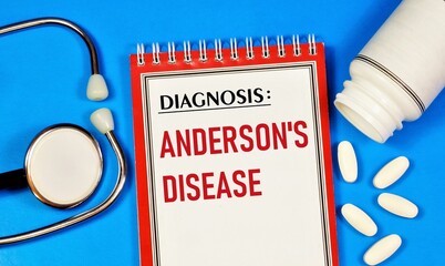 Anderson's disease. Text label for a medical diagnosis. Treatment with medications and procedures.