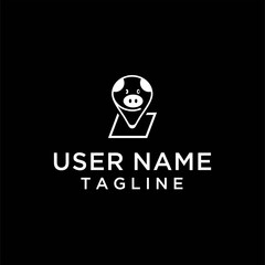 Pig location logo, pig gps logo design vector illustration, pig map logo design vector stock illustration