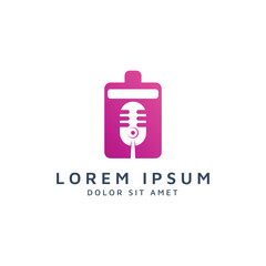 battery and microphone negative space logo design