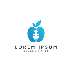 apple and microphone negative space logo design