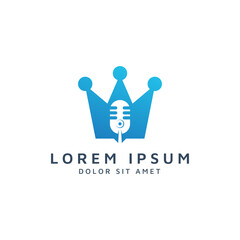 crown and microphone negative space logo design