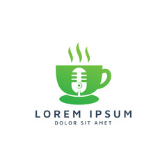 coffee and microphone negative space logo design