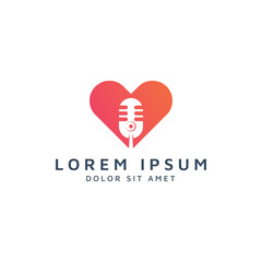 heart and microphone negative space logo design