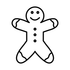 happy merry christmas ginger cookie line style icon vector illustration design