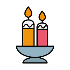 happy merry christmas candle line and fill style icon vector illustration design