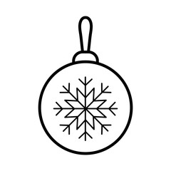 Obraz premium happy merry christmas ball with snowflake line style icon vector illustration design