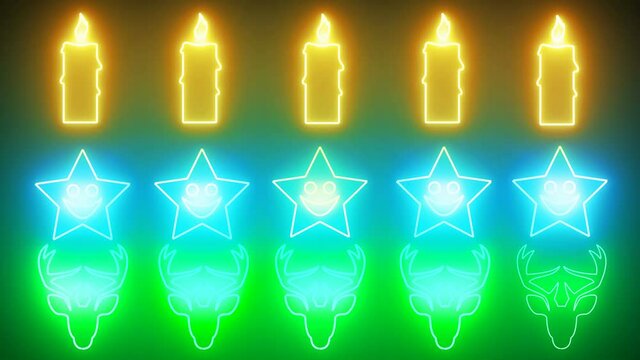Hai vinto questo Natale, con simboli di candele, stelle emoji e renne di luci al neon a intermittenza.