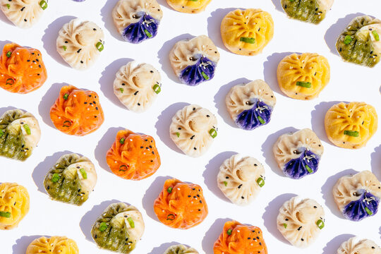 Overhead view of dumplings