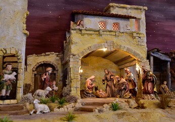 Weihnachtskrippe orientalisch, Geburt Jesu, heilige Nacht, Weihnachten, heilige drei Könige,...