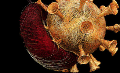 Virus or Coronavirus attacks the body - concept work - 3D illustration