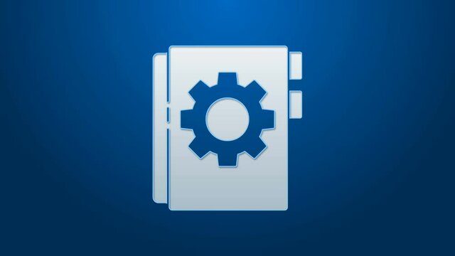 White line User manual icon isolated on blue background. User guide book. Instruction sign. Read before use. 4K Video motion graphic animation.