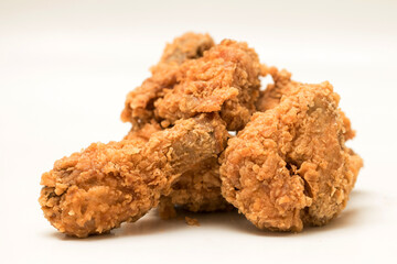Close up of Chicken Fried Isolated White Background.