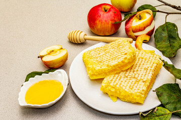 Jewish New Year holiday Rosh Hashanah concept with traditional symbols