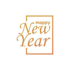 happy new year golden lettering in square frame