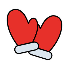 happy merry christmas gloves line and fill style icon vector illustration design