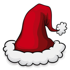 Isolated Santa's Hat in Cartoon Style, Vector Illustration