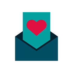 envelope with heart love flat style icon