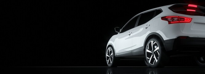 White SUV car on elegant dark background. - Powered by Adobe
