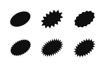 Starburst sticker set for promo sale. Vector badge shape design, circle tag, price offer promotion